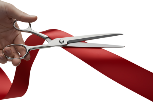 Grand Opening Ribbon Cutting Ceremony isolated on transparent background - Powered by Adobe