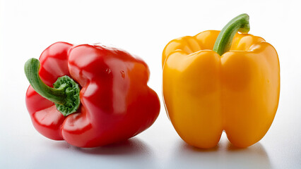 Fresh bell peppers isolated on white background. Raw organic vegetable for cooking, diet, and healthy eating.