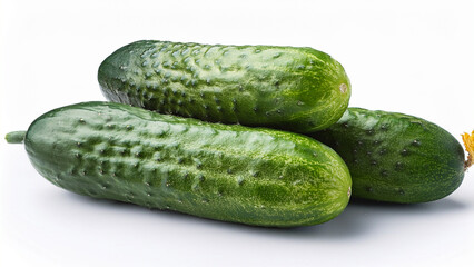 Fresh cucumbers isolated on white background. Raw organic vegetable for cooking, diet, and healthy eating.