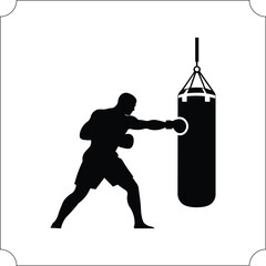 illustration of Boxer Training Silhouette