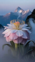 Majestic colossal flower blossom majestic bloom delicate petals soft hues serene nature illustration