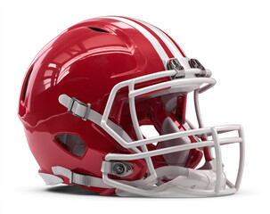 Fototapeta premium Red american football helmet isolated on white background