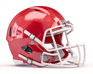 Red american football helmet isolated on white background