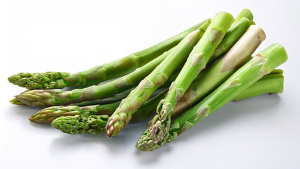 Fresh asparagus isolated on white background. Raw organic vegetable for cooking, diet, and healthy eating.