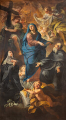 Florence - The painting of Virgin Mary with saints and symbols of Crucifixion in the church ...