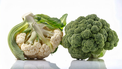 Fresh cauliflower isolated on white background. Raw organic vegetable for cooking, diet, and healthy eating.