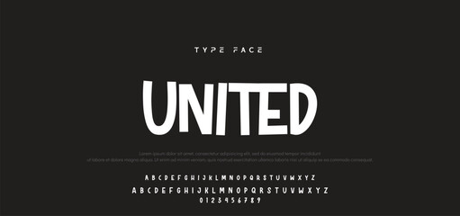 Playful style font design, colorful childish alphabet, letters and numbers vector illustration