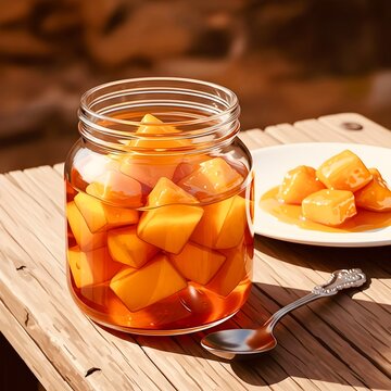 Sweet Mango Murabba in Glass Jar