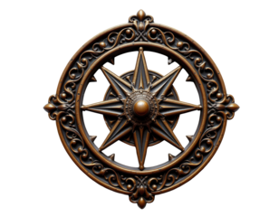 Ornate Compasses Symbol with Star and Decorative Patterns