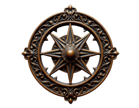 Ornate Compasses Symbol with Star and Decorative Patterns
