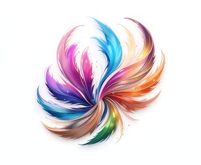 Colorful feathers on white background. Vector illustration for your design.
