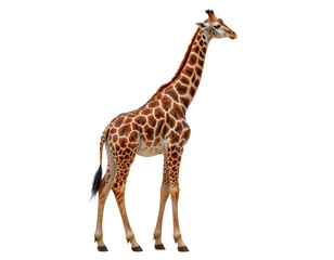 Fototapeta premium Elegant Giraffe Standing Tall Isolated on Transparent background