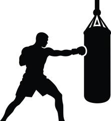 boxer punching bag training vector  illustration