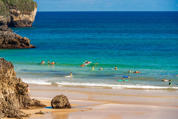 Coastline and Cliffs, Urban Beach of Celorio, Los Curas Beach, Palombina Beach, Protrected Landscape of the Oriental Coast of Asturias, Celorio, Llanes, Asturias, Spain, Europe