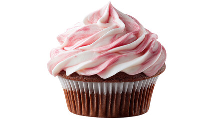 Vanilla cupcake with yellow whipped cream frosting isolated on white background.