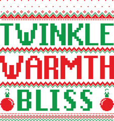 twinkle warmth bliss - christmas sweater t shirt Design, Creative Xmas sweater pattern made for printing projects