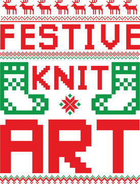 festive knit art - christmas sweater t shirt Design, Fun and festive graphics for ugly sweater parties