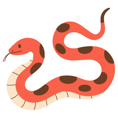 Cute crawling red python with black spots snake animal flat color vector illustration template design