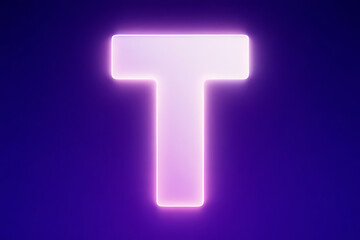 Lowercase t with luminous gradient glow, abstract futuristic backdrop, precise professional composition, attractive clean space 