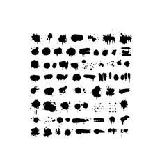 Collection of Black Ink Splatter and Brush Stroke Graphic Elements