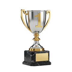 Shiny_Silver_Gold_Trophy_Number_One_Marble_Award_Isolated