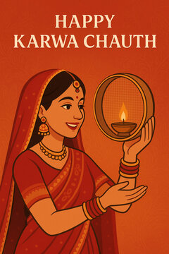 Creative happy karwa chauth festival decorative card, Karwa Chauth festival background, happy Karwa Chauth festival illustration, karwa chauth decorative card with moon and diya