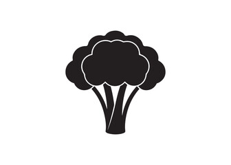 Bold Black Silhouette of Broccoli:  Healthy Eating Icon Graphic.