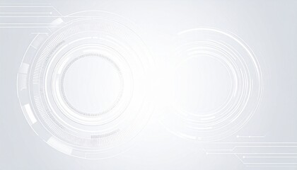Abstract elegant white technology background with circle circuit wires on a futuristic motherboard. Infinity banner for web presentation. AI concept. Digital  illustration on light tech bg.
