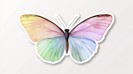 Obraz premium Colorful butterfly sticker design featuring delicate wings pastel shades of pink, blue, and green, evoking sense of beauty