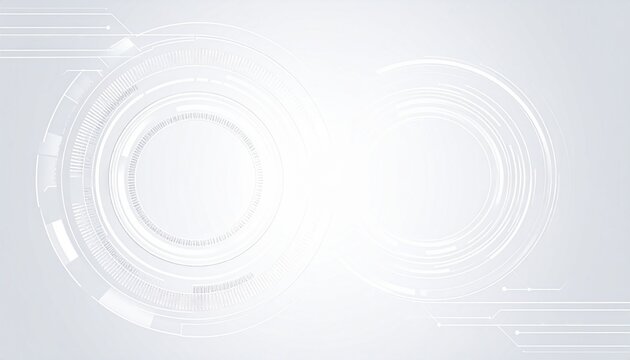 Abstract elegant white technology background with circle circuit wires on a futuristic motherboard. Infinity banner for web presentation. AI concept. Digital  illustration on light tech bg.

