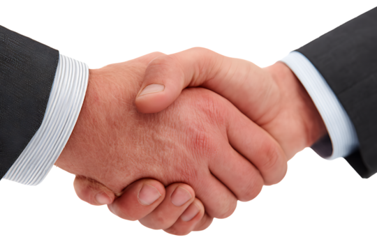 Firm Business Handshake, isolated on a transparent background.