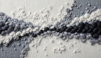 Fototapeta premium Textured Wool Wall Hanging, Gray & White - Boho Chic