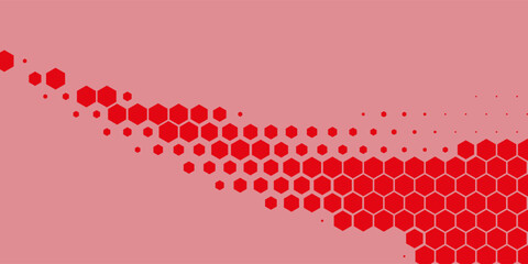 Orange and red textured background with hexagons, dots, strokes, and lines. Abstract vector illustration.