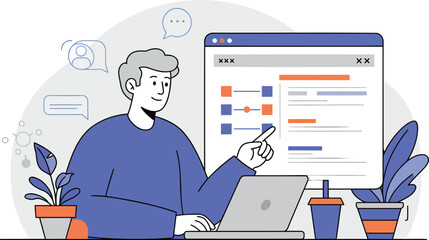 Young person managing project tasks on a laptop