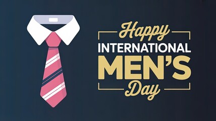 Bright elegant Happy international Men’s Day digital poster with stylish tie, horizontal image for news, greeting card