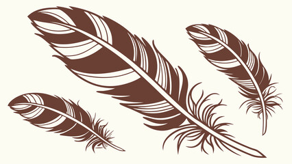 Obraz premium Stylized Brown Feathers Bird Feathers Design Vector Illustration Nature Theme Graphic Element for Print and Web.