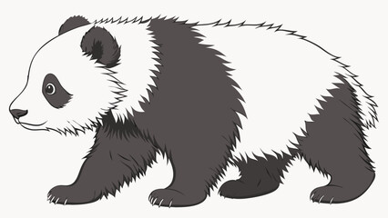 Obraz premium Cute Panda Bear Cub Walking Adorable Wildlife Illustration Cartoon Animal Design for Kids.
