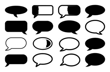 Collection of Black Speech Bubbles and Text Boxes with Varied Styles