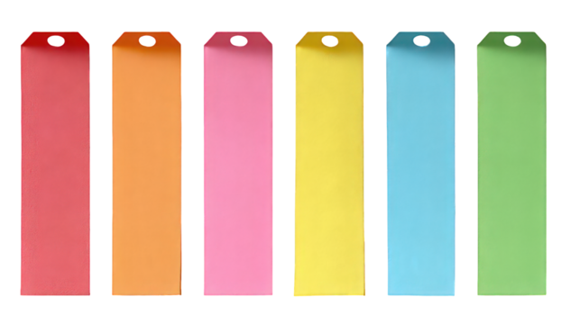 Colorful Rectangular Tags on Transparent Background