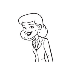 Beautiful Woman in Formal Dress Black and White Illustration Vector Art Design