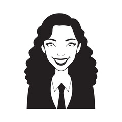 Beautiful Woman in Formal Dress Black and White Illustration Vector Art Design