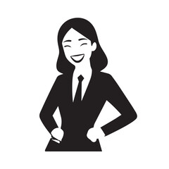 Beautiful Woman in Formal Dress Black and White Illustration Vector Art Design