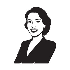 Beautiful Woman in Formal Dress Black and White Illustration Vector Art Design