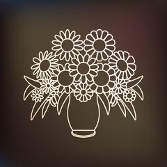 Neon Vase of Flowers Vector Illustration Background