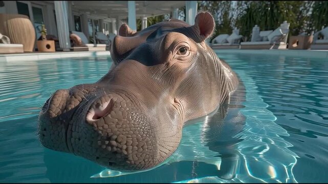 hyppo in swimming on luxury villa pool	
