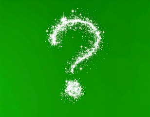 Sparkling question mark on green