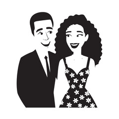 Beautiful Woman in Formal Dress Black and White Illustration Vector Art Design