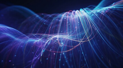 Dynamic digital network streams flow through abstract futuristic space