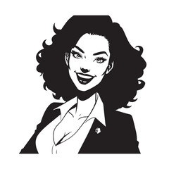 Beautiful Woman in Formal Dress Black and White Illustration Vector Art Design