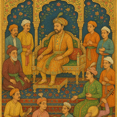 Indian mughal Art illustration, 
